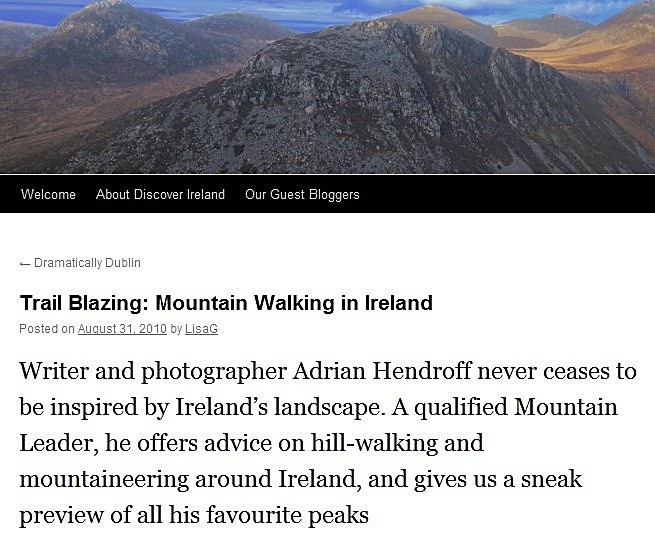 "Mountain Walking in Ireland" - Discover Ireland Blog August 2010